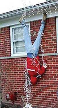 Accident hanging Christmas lights on outside of house